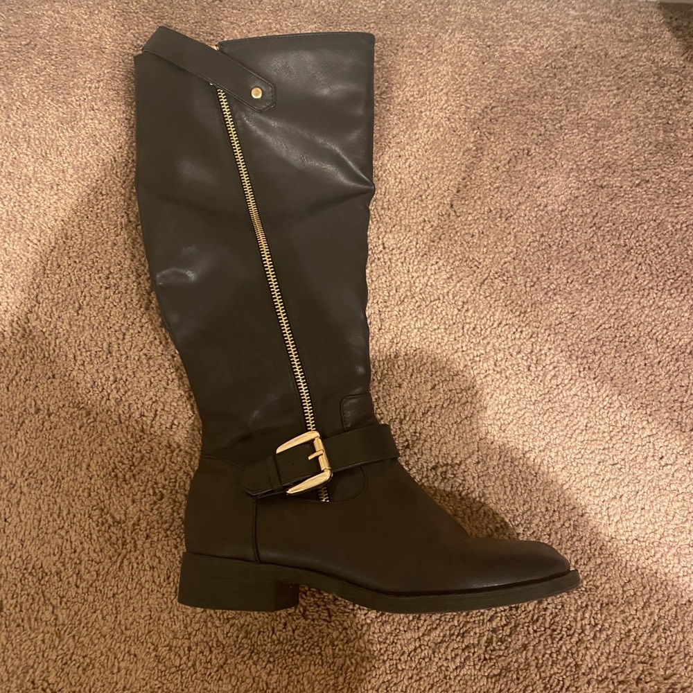 Black with Gold Detail Tall Boots